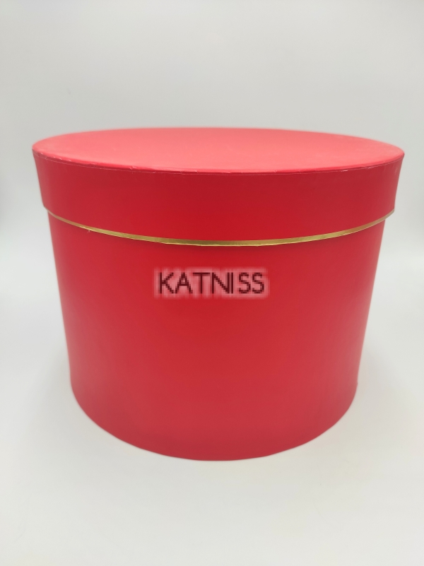 Червена кръгла подаръчна кутия - 27 см / Red oval present box - 27 cm