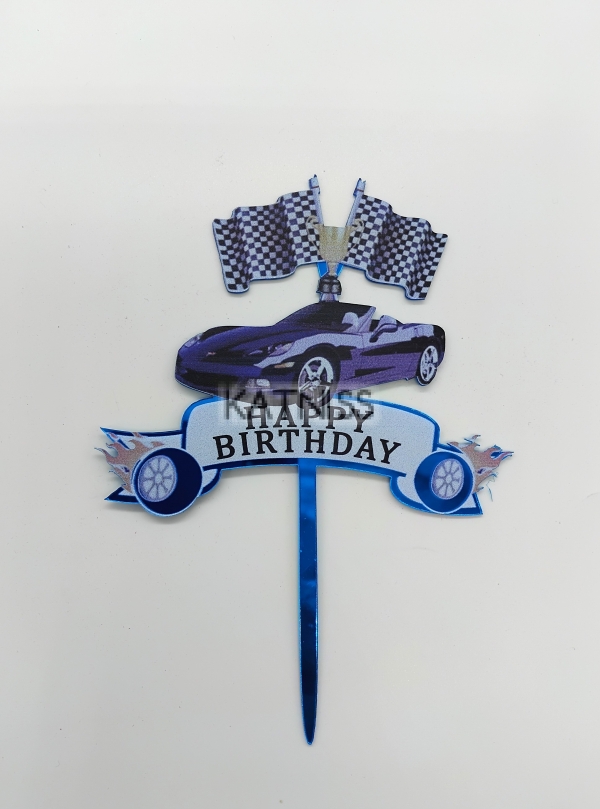 Топер за торта "Happy Birthday" с кола