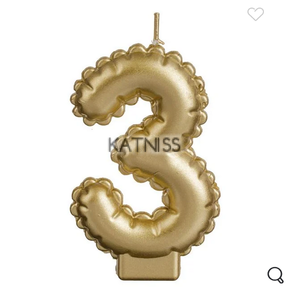 Златиста свещ за торта "3"