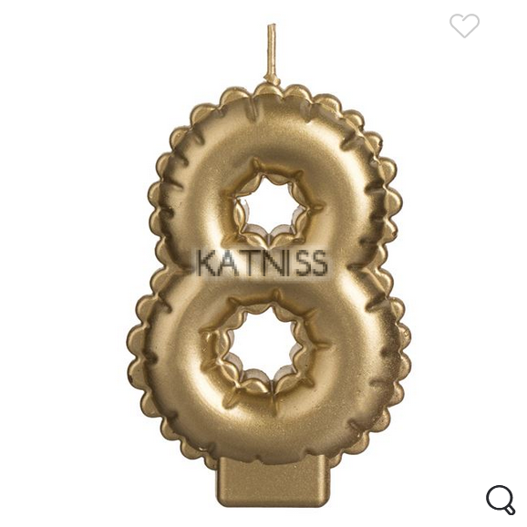 Златиста свещ за торта "8"