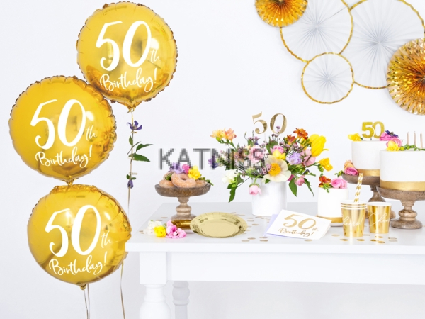 ФОЛИЕВ БАЛОН 50 th - BIRTHDAY 40 см. -ЗЛАТО 