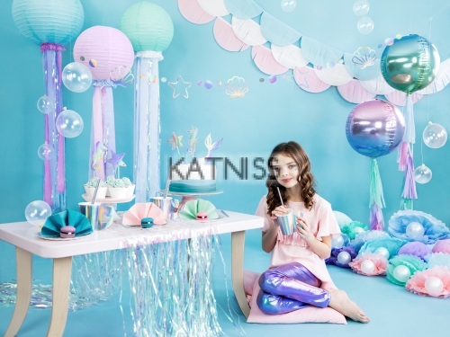 Хартиен помпон - светло розов - 25 см / White Pink Paper Pompom - 25 cm