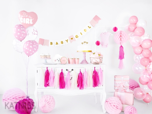 Фолиев балон под формата на сърце "It's a Girl" - розов - 45 см / Pink Heart Foil Balloon "It's a Girl" - 45 cm