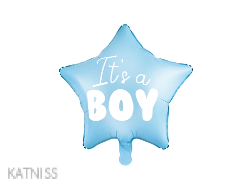 Фолиев балон под формата на звезда "It's a Boy" - син - 48 см / Blue Star Foil Balloon "It's a Boy" - 48 cm