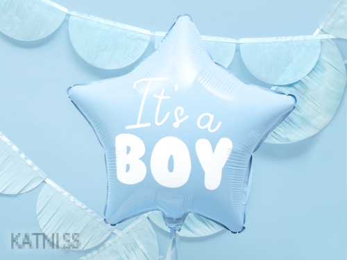 Фолиев балон под формата на звезда "It's a Boy" - син - 48 см / Blue Star Foil Balloon "It's a Boy" - 48 cm