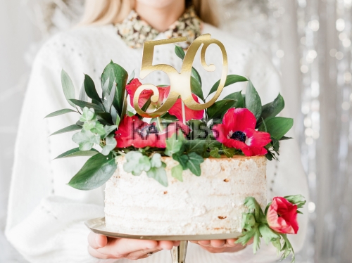 Топер за торта "30" - златист - 20.5 см / Gold Cake Topper "30" - 20.5 cm