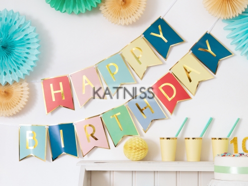 Банер "Happy Birthday" - 15x175 см / Banner "Happy Birthday" - 15x175 cm