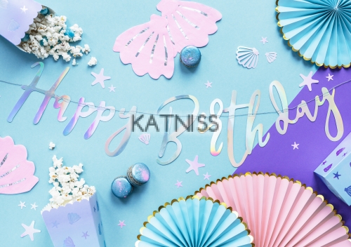 Банер "Happy Birthday" в преливащ цвят - 16.5x62 см / Hameleon Banner "Happy Birthday" - 16.5 x62 cm