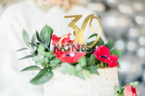 Топер за торта "30" - златист - 20.5 см / Gold Cake Topper "30" - 20.5 cm