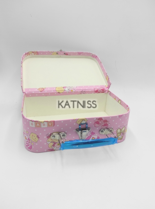 Розова подаръчна кутия - куфар - 21х13 см / Pink present box - suitcase - 21x13 cm