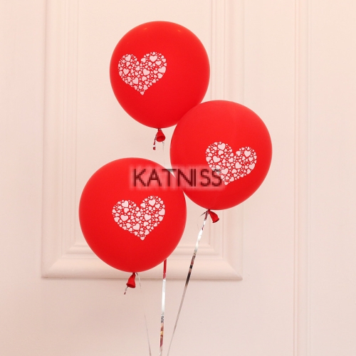 Червен латексов балон със сърце - 30 см / Red balloon with heart - 30 cm