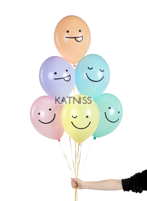 Латексови балони с усмивки в различни цветове - 30 см / Balloons with smiles in different colours - 30 cm