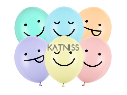 Латексови балони с усмивки в различни цветове - 30 см / Balloons with smiles in different colours - 30 cm