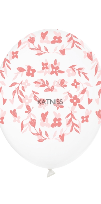 Прозрачен балон с розови цветя - 30 см / Transperant balloon with pink flowers - 30 cm