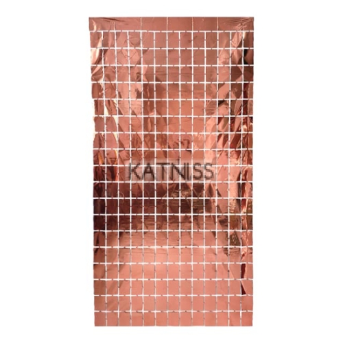 Розово-златиста парти завеса на квадратчета / Square rose gold party curtain