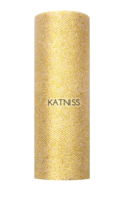 Златист тюл с брокат - 15 см/9 м