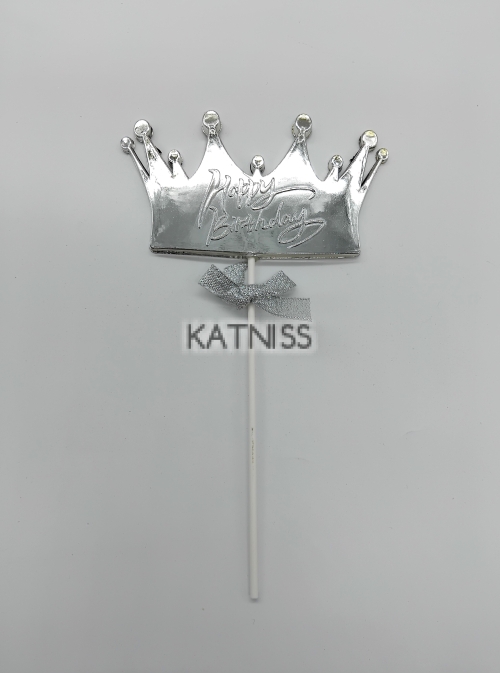 Топер за торта - сребриста корона