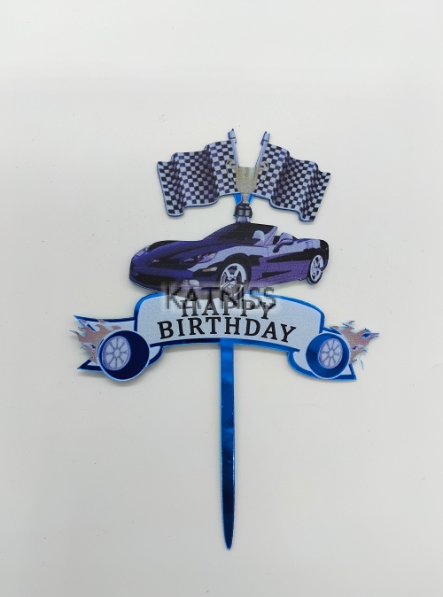 Топер за торта "Happy Birthday" с кола