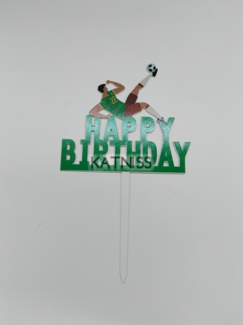 Топер за торта "Happy Birthday" с футбол