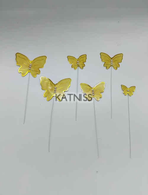Топери за торта жълти пеперуди