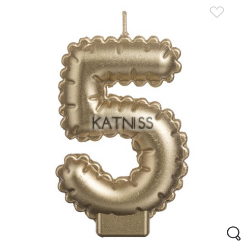 Златиста свещ за торта "5"