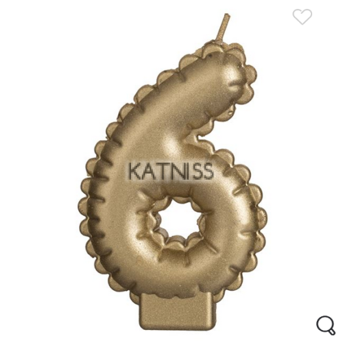 Златиста свещ за торта "6"