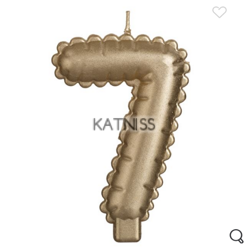 Златиста свещ за торта "7"