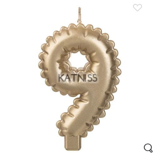 Златиста свещ за торта "9"