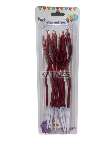 Вълнисти свещи за рожден ден в цвят бордо