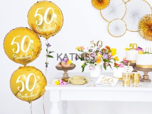 ФОЛИЕВ БАЛОН 50 th - BIRTHDAY 40 см. -ЗЛАТО 