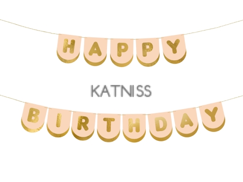 БАНЕР РОЗОВ СЪС ЗЛАТНИ БУКВИ HEPPY BIRTHDAY