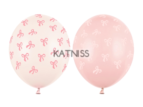 Розов балон с панделки 30 см микс цвят