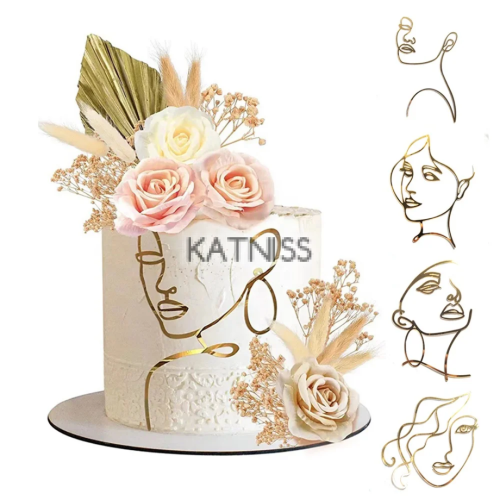 **Декорация за торта – златни контури на лице**