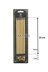 Златни свещи за торта 15 см комплект 12 броя за рожден ден